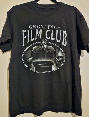 Ghost Face Film Club Graphic Tee Womens Large Black Horror Movie Scream Shirt